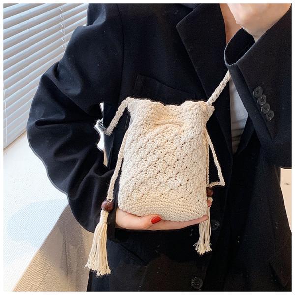 Hot Sale Women Hollow Out Crochet Knit Summer Handbags Straw Woven Portable Raffia Beach Holiday Tote Bag Raffia Paper Rope Crochet Straw Bag for Seaside Vacation Trips Shopping and Shopping