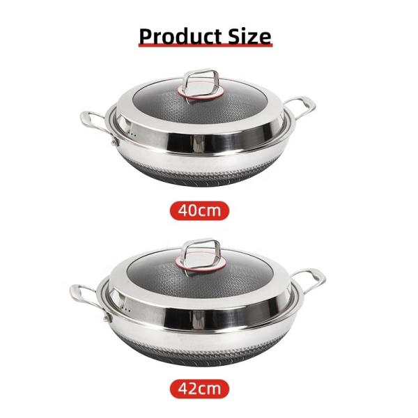 High Capacity Kitchen Wok Pan 18 / 10 Stainless Steel  Non Stick