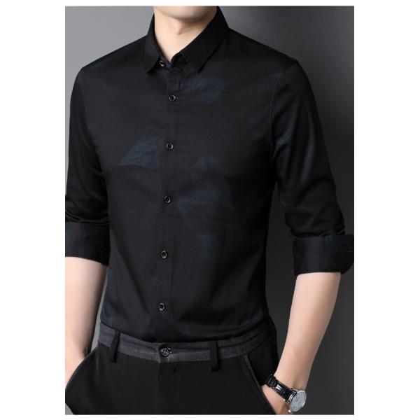 Camiseta de mano larga de viscosa/poliéster/espandéx para camisas de hombre