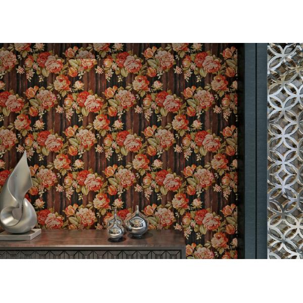 Estilo rural lavable del recubrimiento de paredes del papel pintado/PVC del vinilo de la flora para el dormitorio, profundamente grabado en relieve