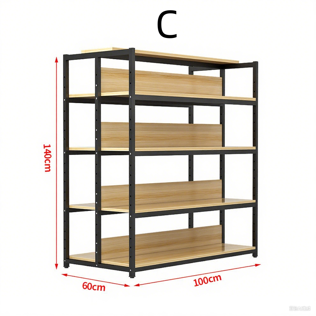 140CM Standing Type Black Aluminum Retail Display Shelves Custom Wood Storage Solutions for Shop Food Storage