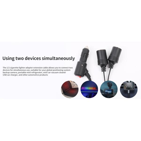 YANTU B36 Portable Car Charger with 2 Sockets and Dual Cigarette Lighter Universal Year