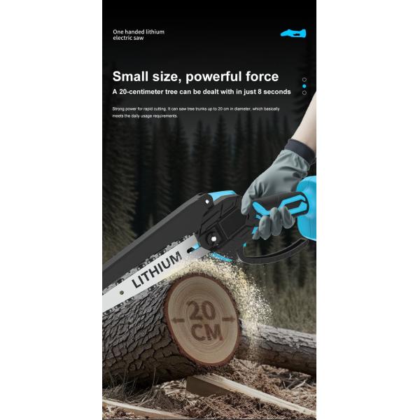 Cordless Mini Chainsaw 6 Inch, 21V Battery Powered Brushless Motor Handheld High-Speed Electric Saw for Tree Pruning, Wood Cutting - Lightweight & Portable