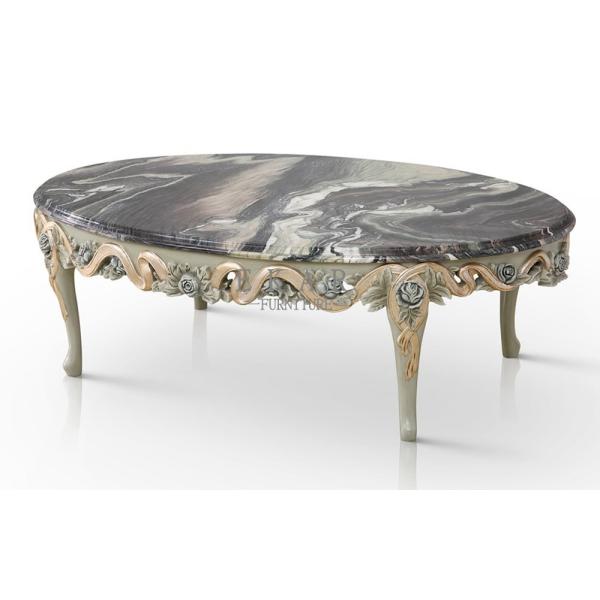 Italian Style Classic Carved Wood Marble Coffee Center Table Living Room Furniture For Sale