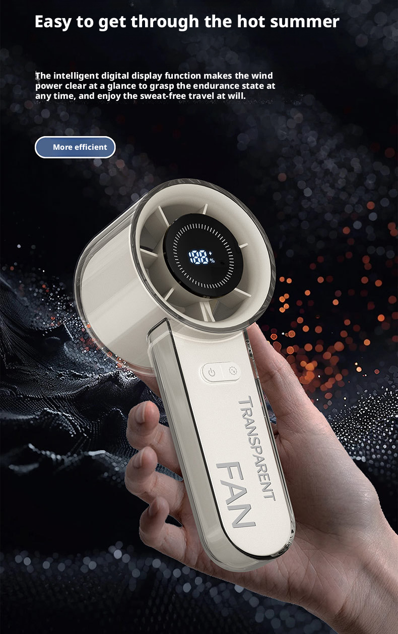 2000mAh Battery Mini Portable Fan Digital Display for Commercial and Household Use