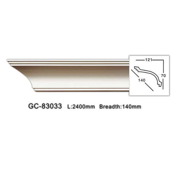 GC-83033 140mm Oem Service Quick Install Primed White Urethane Smooth Pu Cornice Moulding Foam
