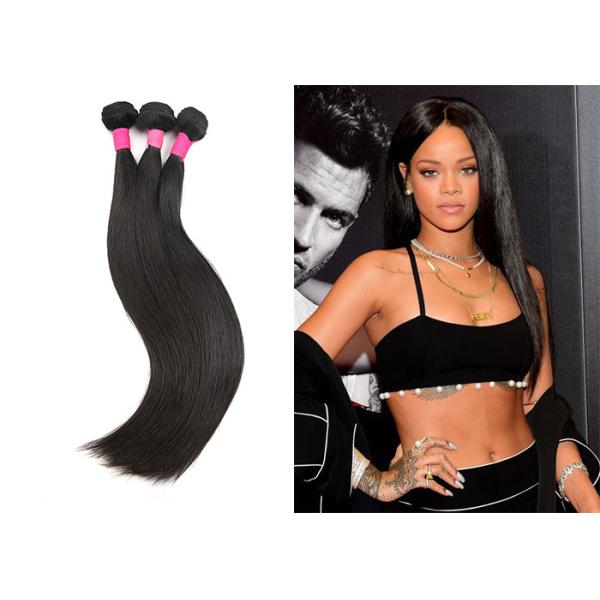 Brazilian Straight Virgin Human Hair Extensions Natural Black 10