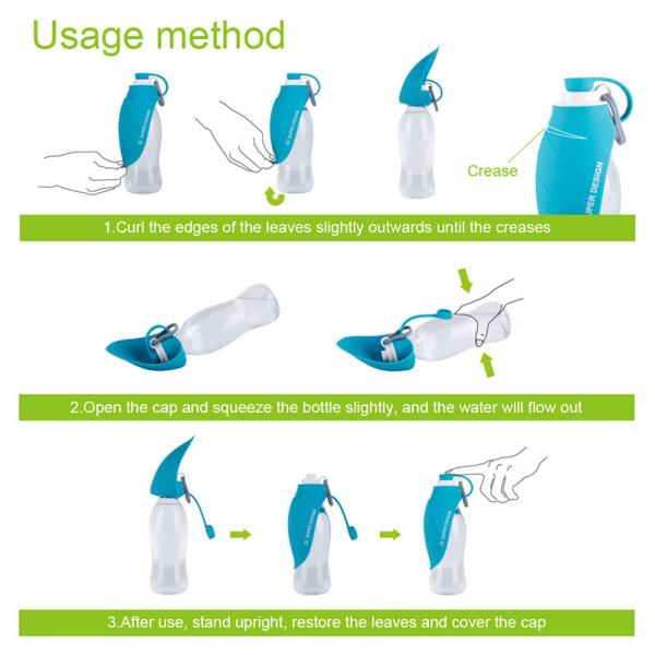 Собаки на открытом воздухе бутылки с водой собаки портативные путешествуют контейнер фидера распределителя воды с чашкой силикона складной выпивая