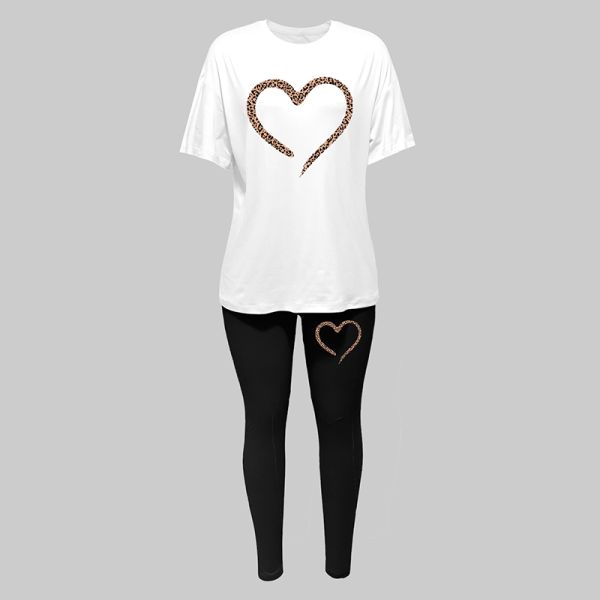 Short Comfortable Women Two Piece Outfits Love Themed 2 Piece Summer Outfits