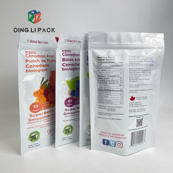 Digital custom printing moq 500pcs stand up pouch fruit packaging bag with aluminium foil zip
