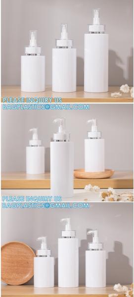 Shampoo Pump Bottle, Luxury Silver Cosmetic Packaging Face Cream Serum Essence Lotion Dispenser Pump Bottle
