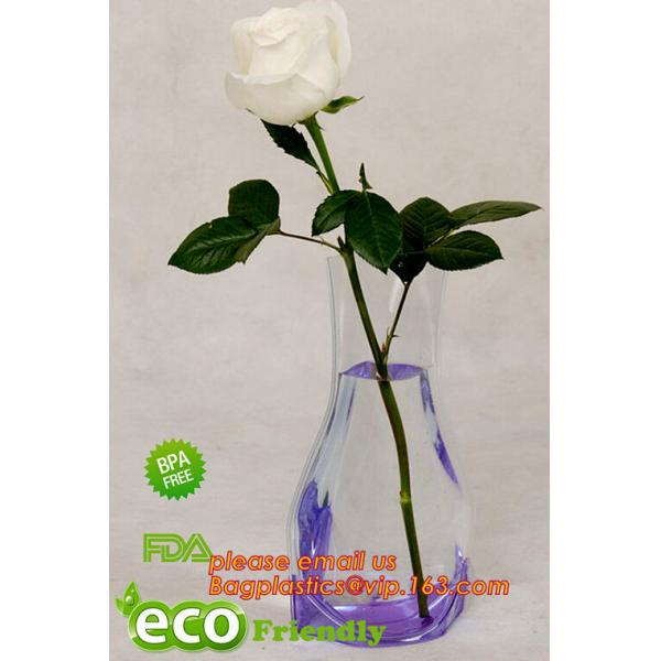 Vinyl Plastic Standup Flower Vase,PVC Plastic Flower Vase With Wonderful Design,Waterproof Foldable Plastic