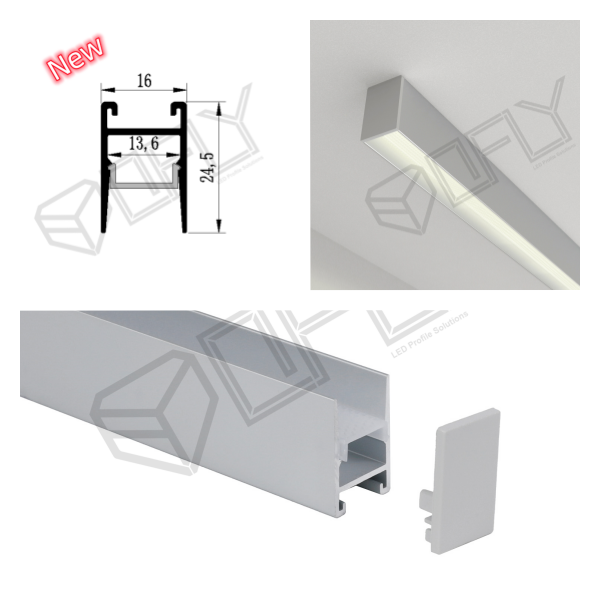 Prismatic Cover Anti-Dazzle Aluminium LED Channel Surface Mounted LED Profile
