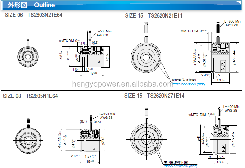 Tamagawa Resolver TS2620N271E14 Rotary Incremental Encoder with Wide Temperature Range High Speed Rotation and Absolute Position Detection