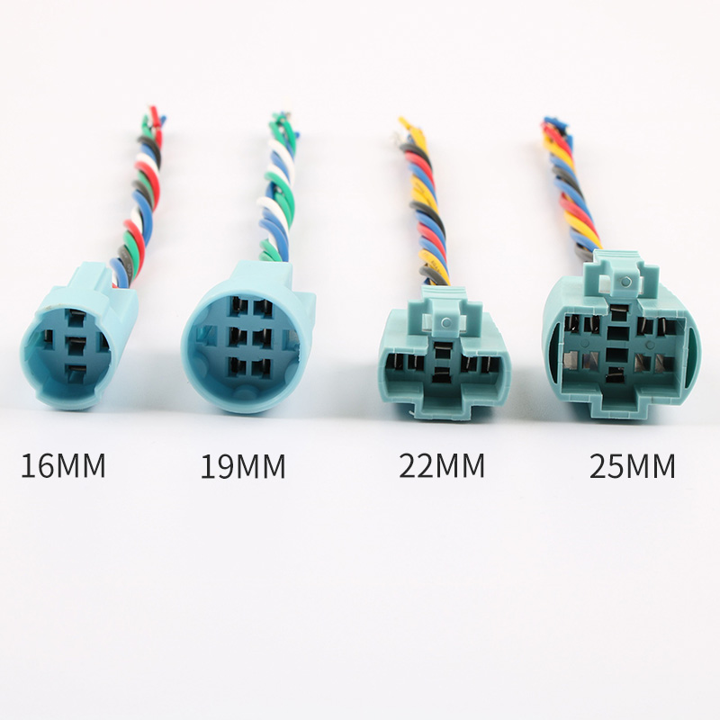 16mm 19mm 22mm 25mm PC Button Switch Special Connector Socket Shell with Wire Terminal 5 Pin IP65 Copper Contact