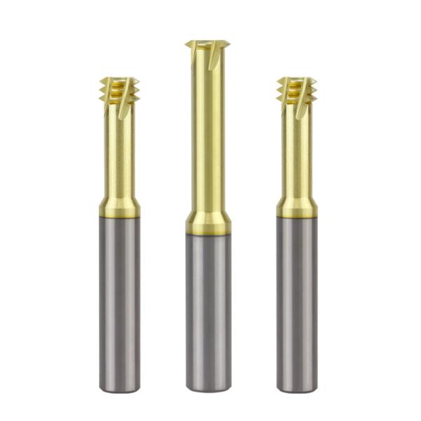 Solid Carbide Threading End Mill Metric Champagne Color Three Teeth For Titanium Alloy