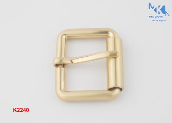 Hand Polished Roller Metal Belt Buckle Light Gold Color Plating Component For Bag
