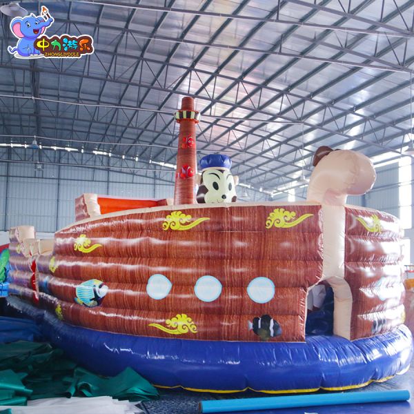Monkey Theme Pirate Ship Bouncy Castles Inflatable Bouncy Castle 