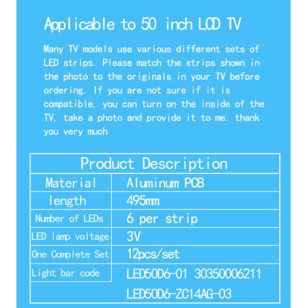 50A6M 50A6 LE50U51A Haier Homekit Tv Backlight LED50D06-ZC14AG-01 LED50D6-01 (А)