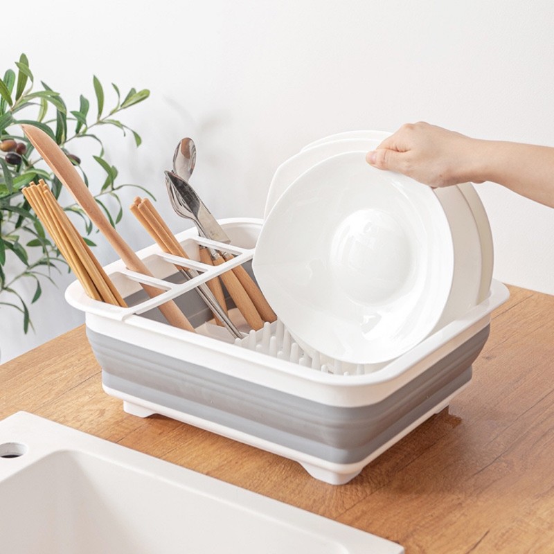 Collapsible Vegetable Washing Draining Basket Bowl Plate Plastic Storage Box Foldable Dish Draining Rack for Kitchen