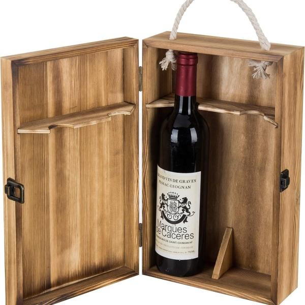 Home Decorative Whiskey Gift Box Wood Double Bottle Wine Box