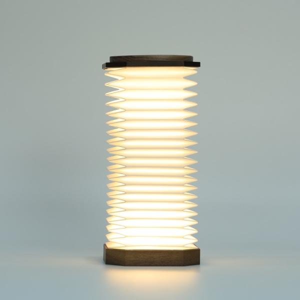 Eco Friendly Camping Table Accordion Light 12V Walnut Wooden Frame