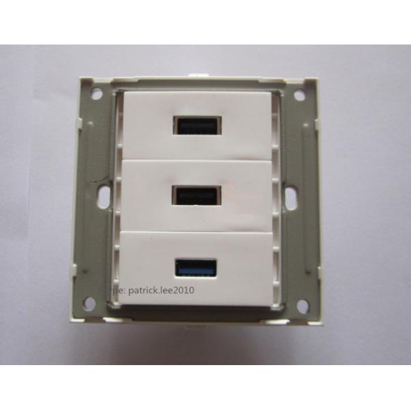 Best Quality Wall Socket White USB 3.0 + USB 2.0+ USB 2.0 Female To Female Plug Outlet