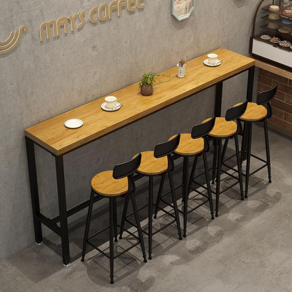 Modern Simple Design Wood Bar Chair Stools And Rectangle Table Set For Home Office