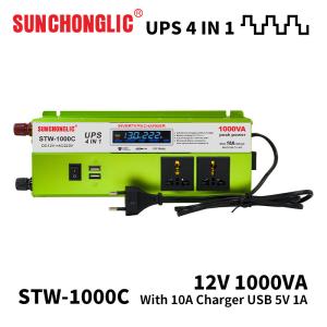 Onduleur domestique 1000W 1000VA avec chargeur DC 12V à AC 220V
