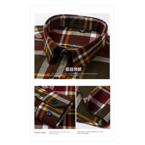 Plus Size Business Shirts in 100% Cotton with Brushed Plaid Collar and Long Sleeves