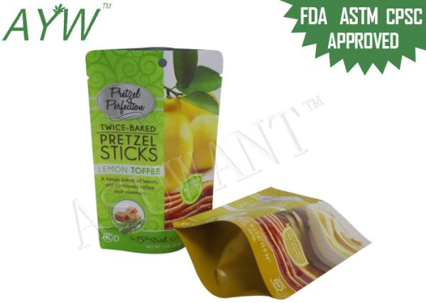 Matt Vanish Food Packaging Bags Twice Baked Pretzel Sticks For Lemon Toffee