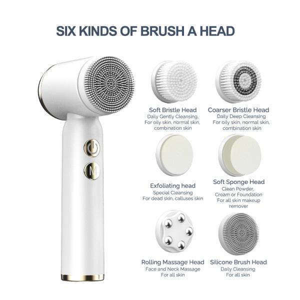 Pink Face Cleanser Vibrating Brush 1000mAh Silicone Battery Face Scrubber