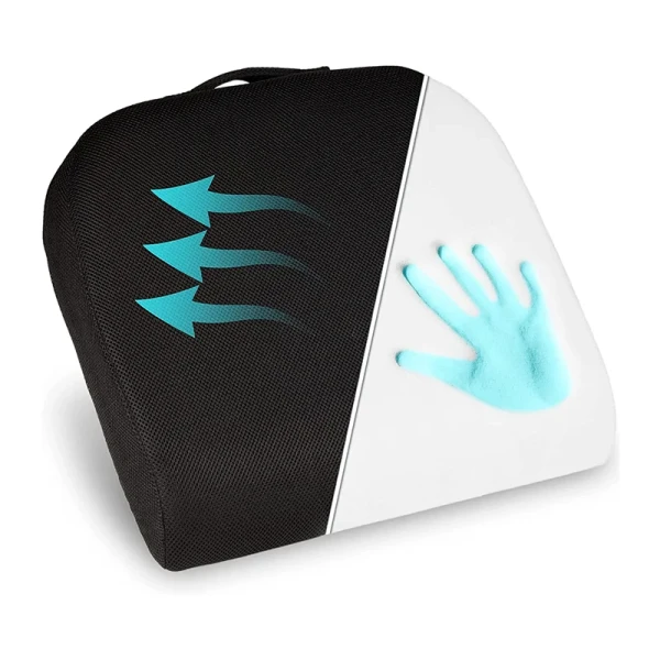Experience Comfort with Black Memory Foam Coccyx Cushion and Removable Mesh Cover