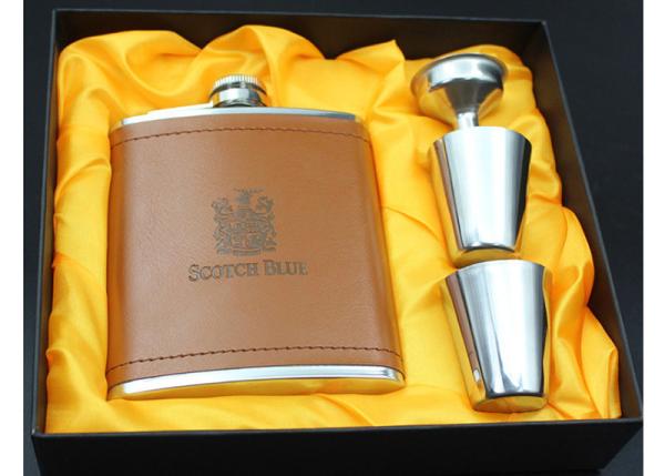 Kitchen Household Items 7 Ounce Metal Alcohol Flask Deluxe  Box Set