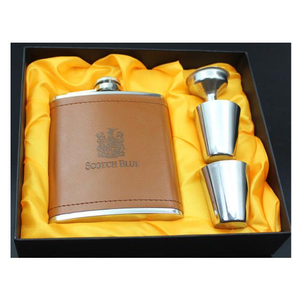 Kitchen Household Items 7 Ounce Metal Alcohol Flask Deluxe  Box Set