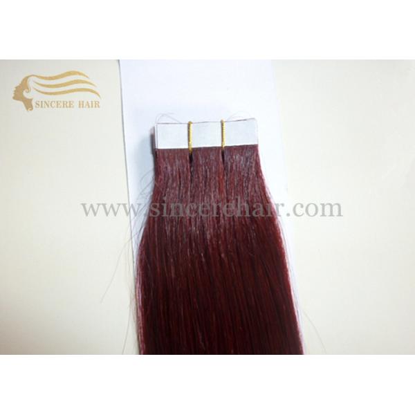 24" Long Tape In Hair Extensions - 60 CM Popular #99J Tape In Remy Human Hair Extensions 2.5 Gram / Piece For Sale 24