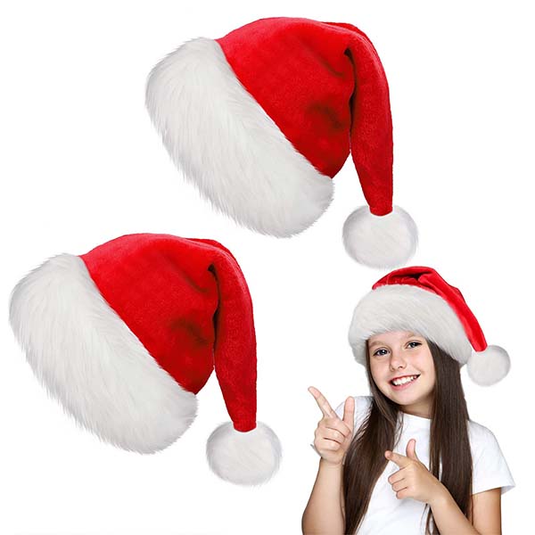 Anti Allergic Unisex Children Red Velvet Christmas Hats