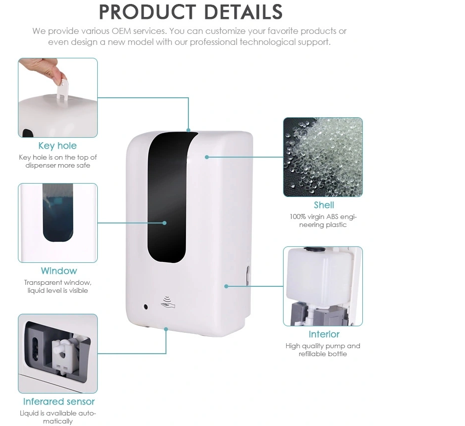распределитель мыла DC 6v Touchless стойки пола брызг 1L