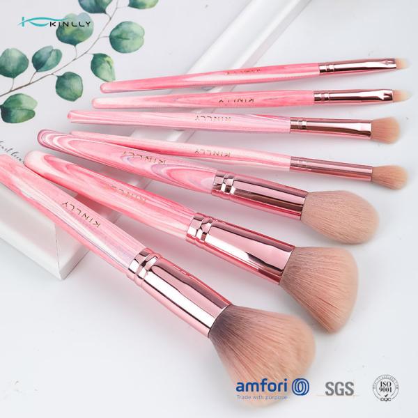 Розовый алюминиевый набор щетки макияжа Ferrule 7pcs для новичков