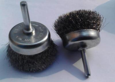 3 Inch Stem Mounted Stainless Steel Cup Brush / Crimped Cup Brush For Edge Blending