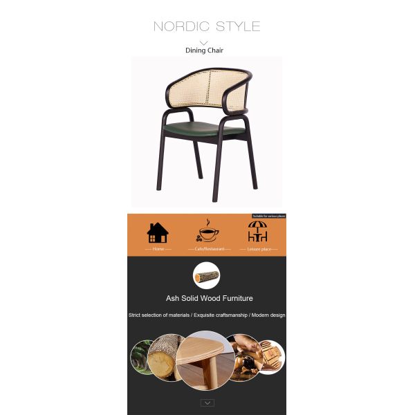 Rattan Chair Soft Seat Modern Nordic Dining Chairs Wooden Armchair