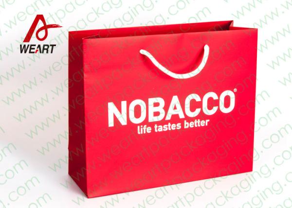 Bright Red Color Personalised Paper Shopping Bags For Business Eco - Friendly