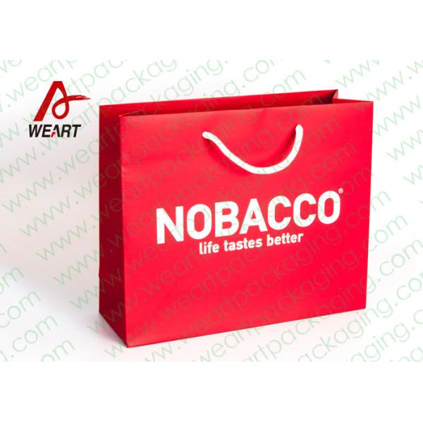 Cotton Ribbon Personalized Wine Bags Paper Material , Custom Business Shopping Bags