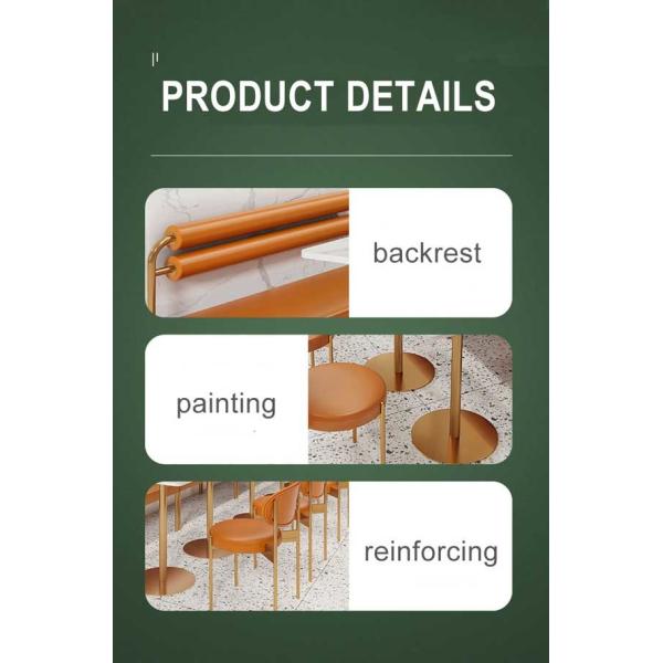 Tabla y sillas de mármol de cuero de los muebles del comedor del restaurante del marco del oro