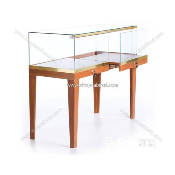custom store free standing lockable wooden glass display cabinet/wood display cabinet/glas