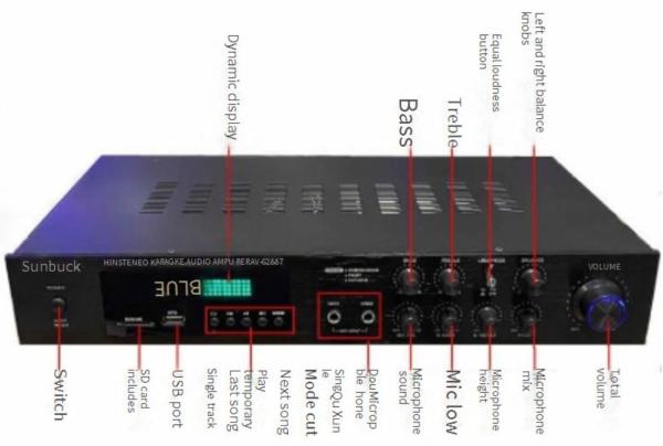 Av-628BT Home Audio 5-Channel 800W High Power Amplifier 110V/220V Wireless Receiver with BT Connectivity