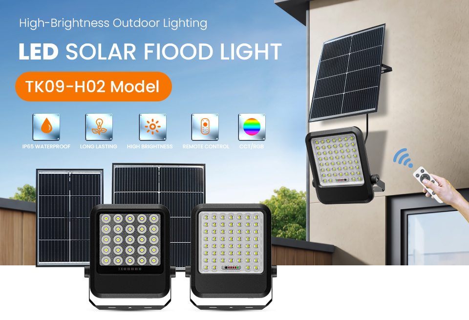 TK09‑H Cost‑Effective Split Solar Flood Light, Real‑Time Power Indicator, Topcon Solar Panel, Optical Lens LED, IP65 Waterproof, Remote‑Controlled Outdoor Solar Light for Home & Bulk Procurement