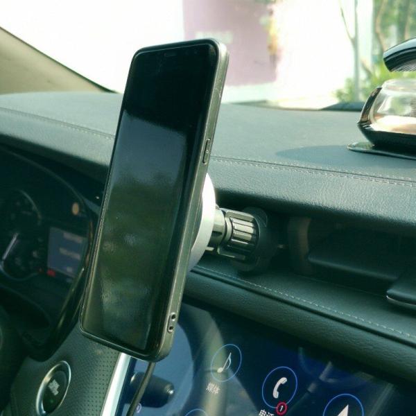 Round ABS aluminum Qi Magnetic 205kHz 15W Air Car Vent Charging