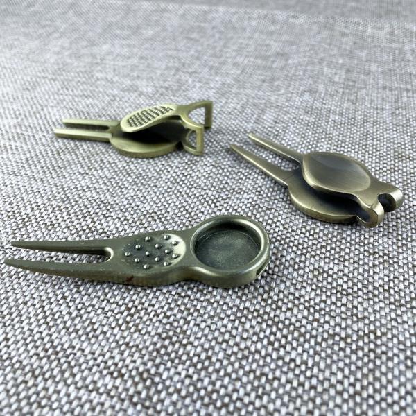 Antique Gold Soft Enamel Golf Divot Tools and Ball Marker with Magnet