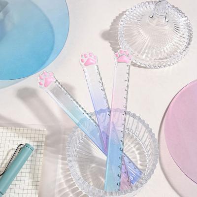Twingo Cat Claw Ruler Student Creative Stationery Gradient Color Plastic Ruler